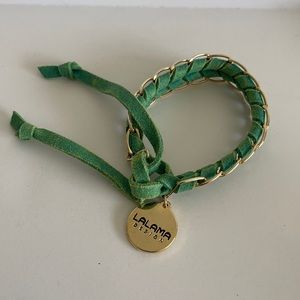 Leather and chain bracelet